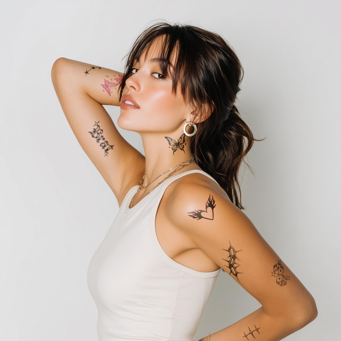 Pixel Hearts fiery hearts tattoo for edgy party looks