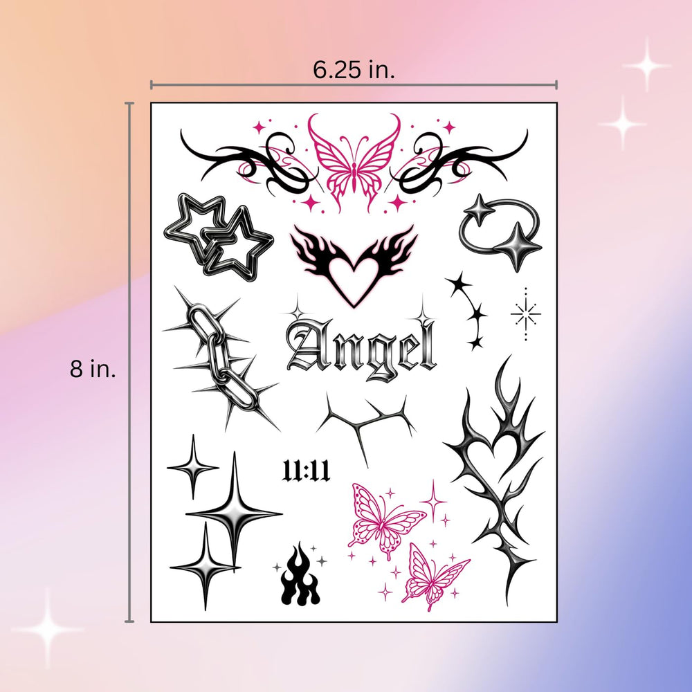Pixel Hearts metallic glam tattoo shines under lights for rave looks