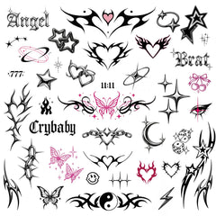 Pixel Hearts neotribal tramp stamps tattoo design for festival fashion