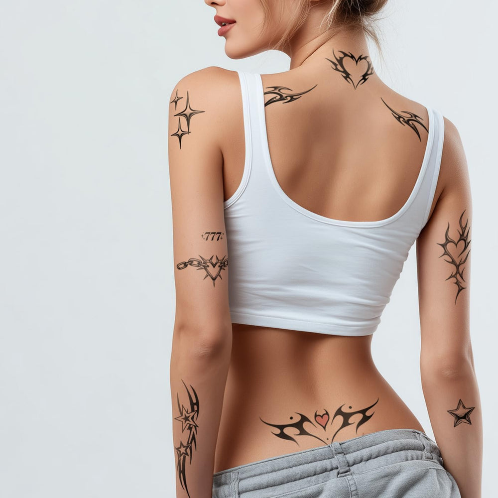 Pixel Hearts stars tattoo for playful night-out accents