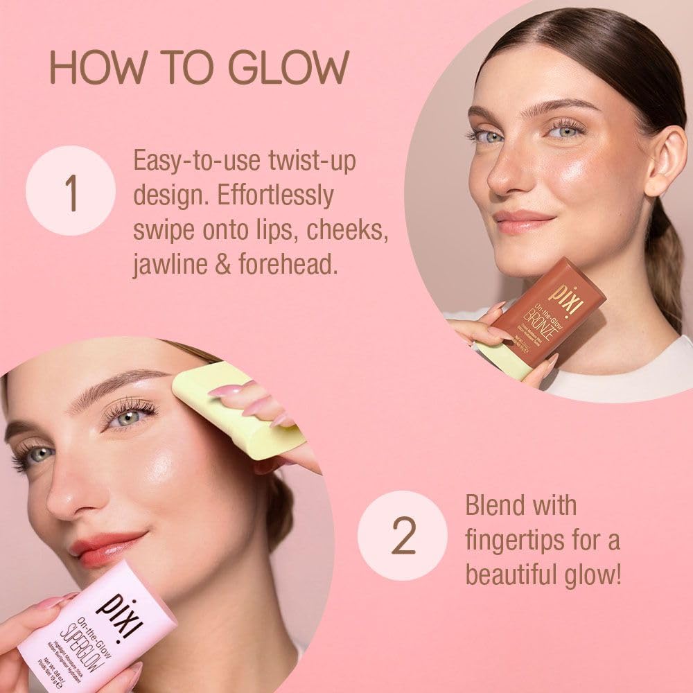 Pixi Beaming Bliss PetalDew highlighter showing supernatural glow on cheekbones.