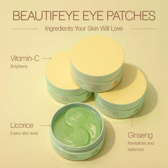 Pixi BeautifEYE patches being applied under-eye for soothing use