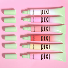 Pixi LipTone Peachyness swatches illustrating shade development on skin.