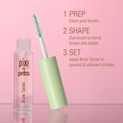 Pixi Brow Tamer Aloe Vera Panthenol ingredients highlight conditioning.