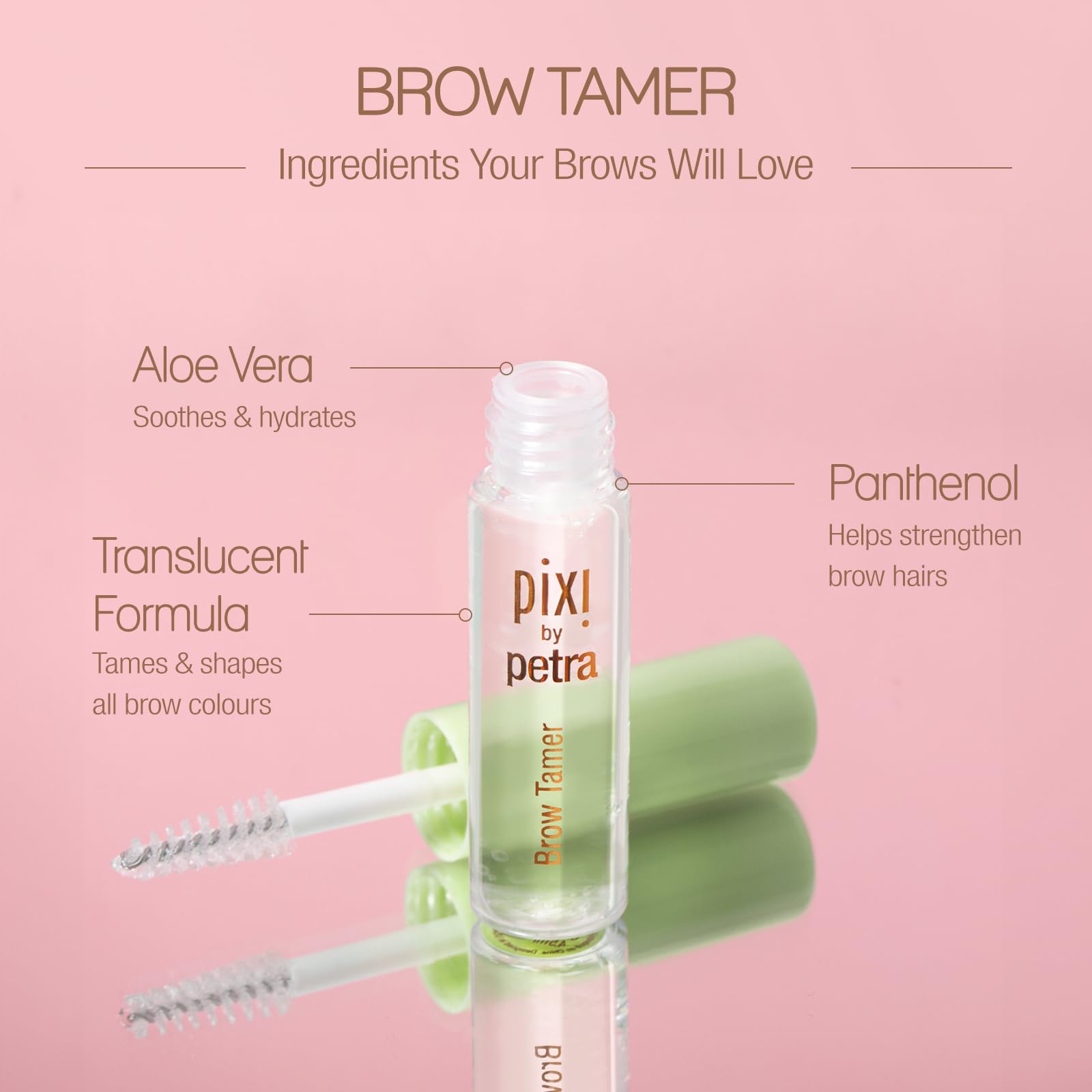 Pixi Brow Tamer on brows delivering natural soft definition.