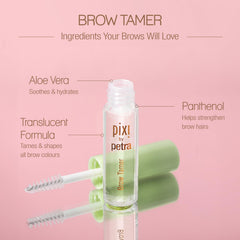 Pixi Brow Tamer on brows delivering natural soft definition.