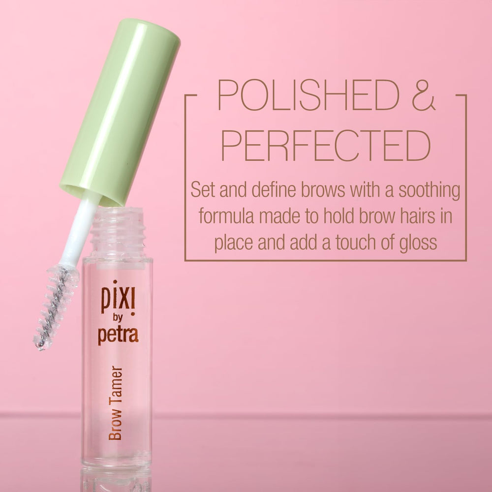Pixi Brow Tamer brush close-up showing precise shaping.