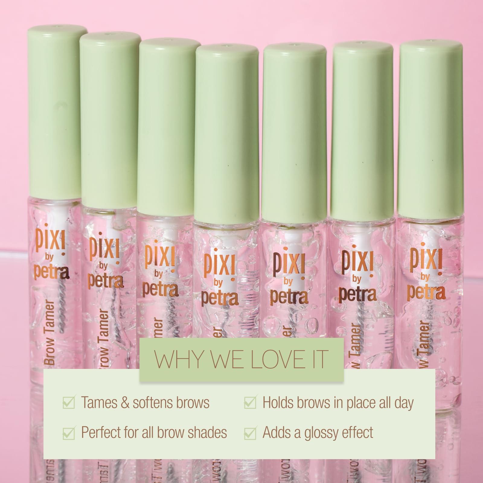 Pixi Brow Tamer translucent finish packaging suitable for many brow tones.