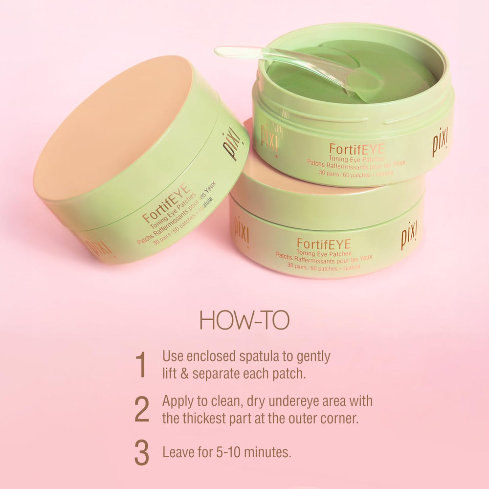 Pixi FortifEYE botanical collagen visualization highlights firming and smoothing benefits.