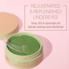 Pixi FortifEYE patch applied to under-eye area shows soothing depuffing.
