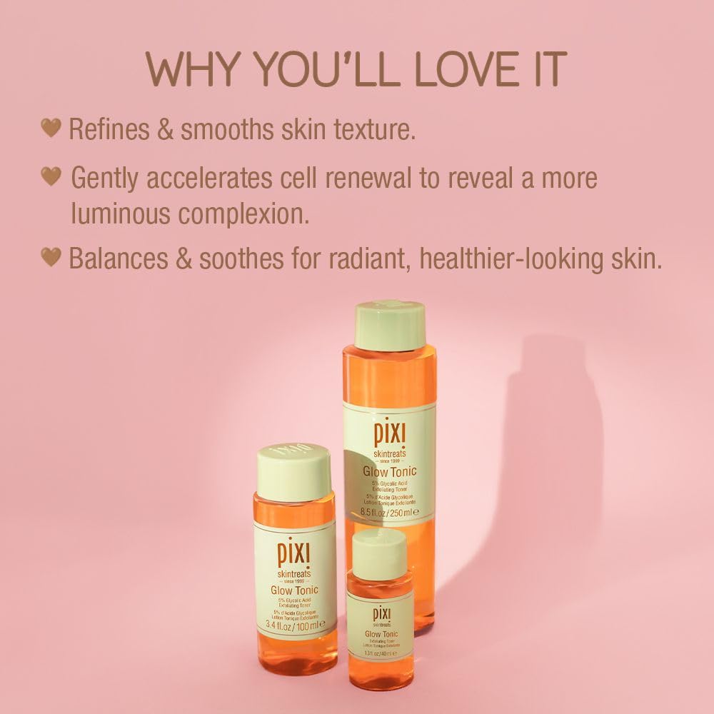Pixi Glow Tonic on cotton pad application demonstrates easy exfoliation during skincare.
