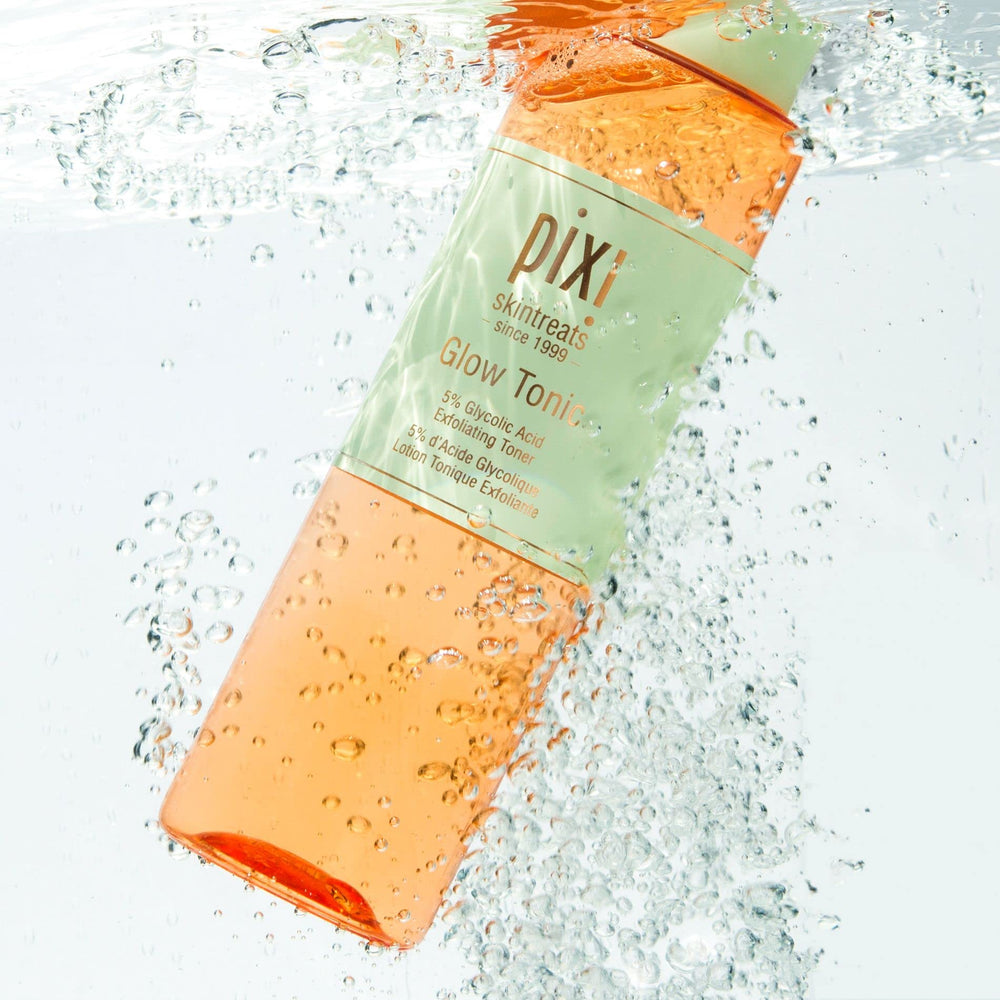 Pixi Glow Tonic on vanity hints at a simple daily brightening routine.