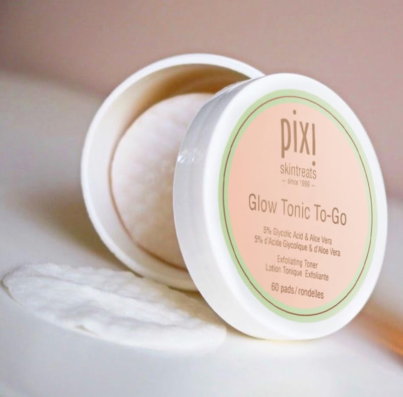 Pixi Glow Tonic to-Go pads shown for gentle exfoliation.