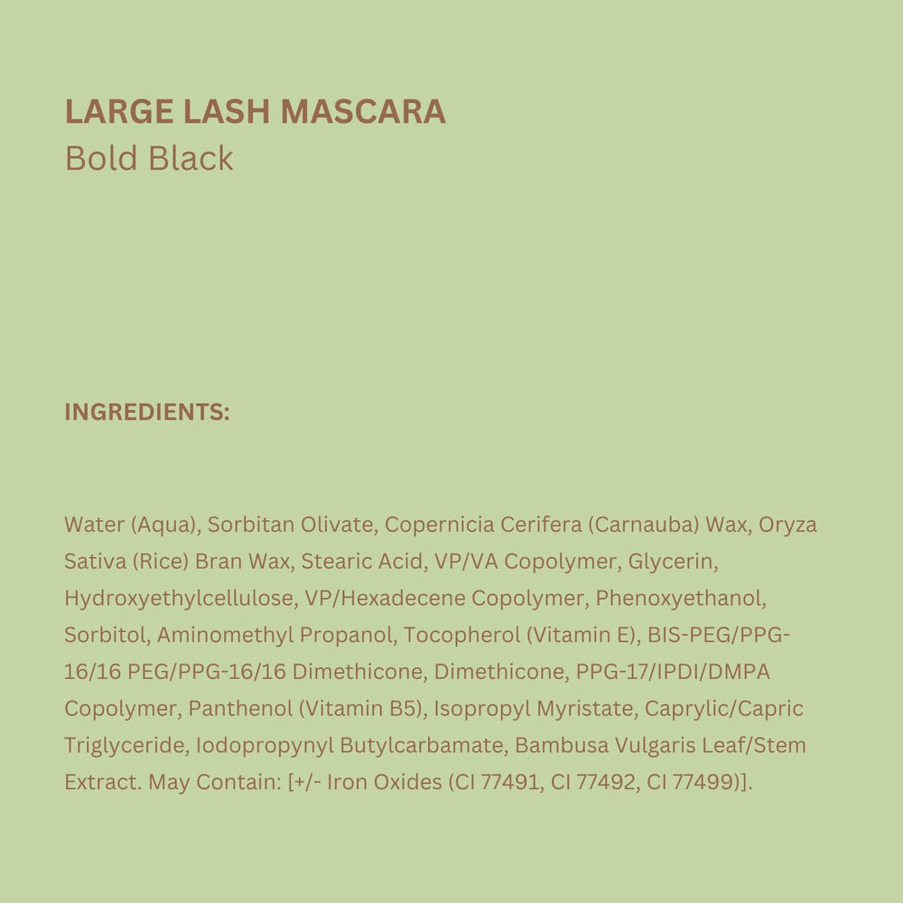 Pixi Large Lash Mascara packaging highlights fragrance-free and paraben-free formula