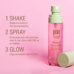Pixi makeup fixing mist with rose water soothing hydration on skin