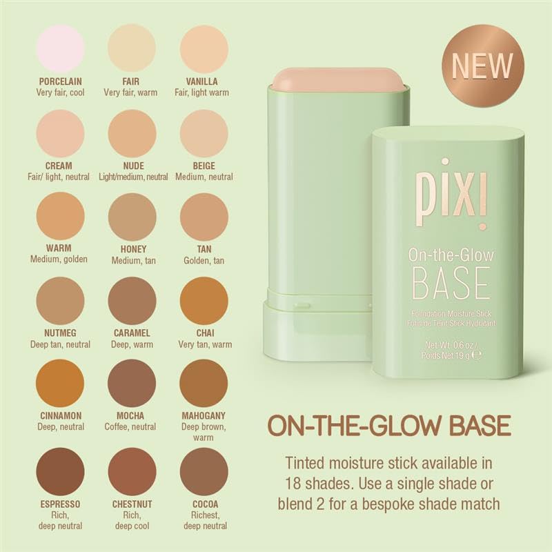 Pixi On-the-Glow Base lighting shot enhances skin’s natural radiance and luminosity.