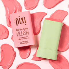 Pixi On-the-Glow Blush Fleur lip application shows versatile tint for lips and cheeks