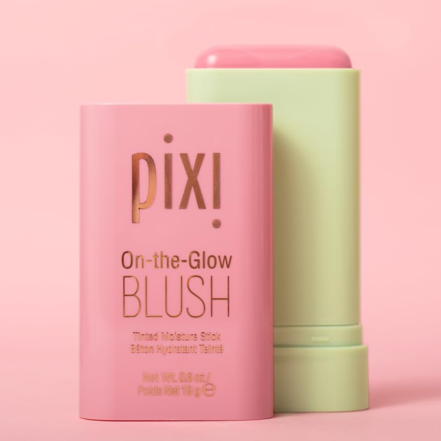 Pixi On-the-Glow Blush Fleur swirl on cheek demonstrates easy, blendable application