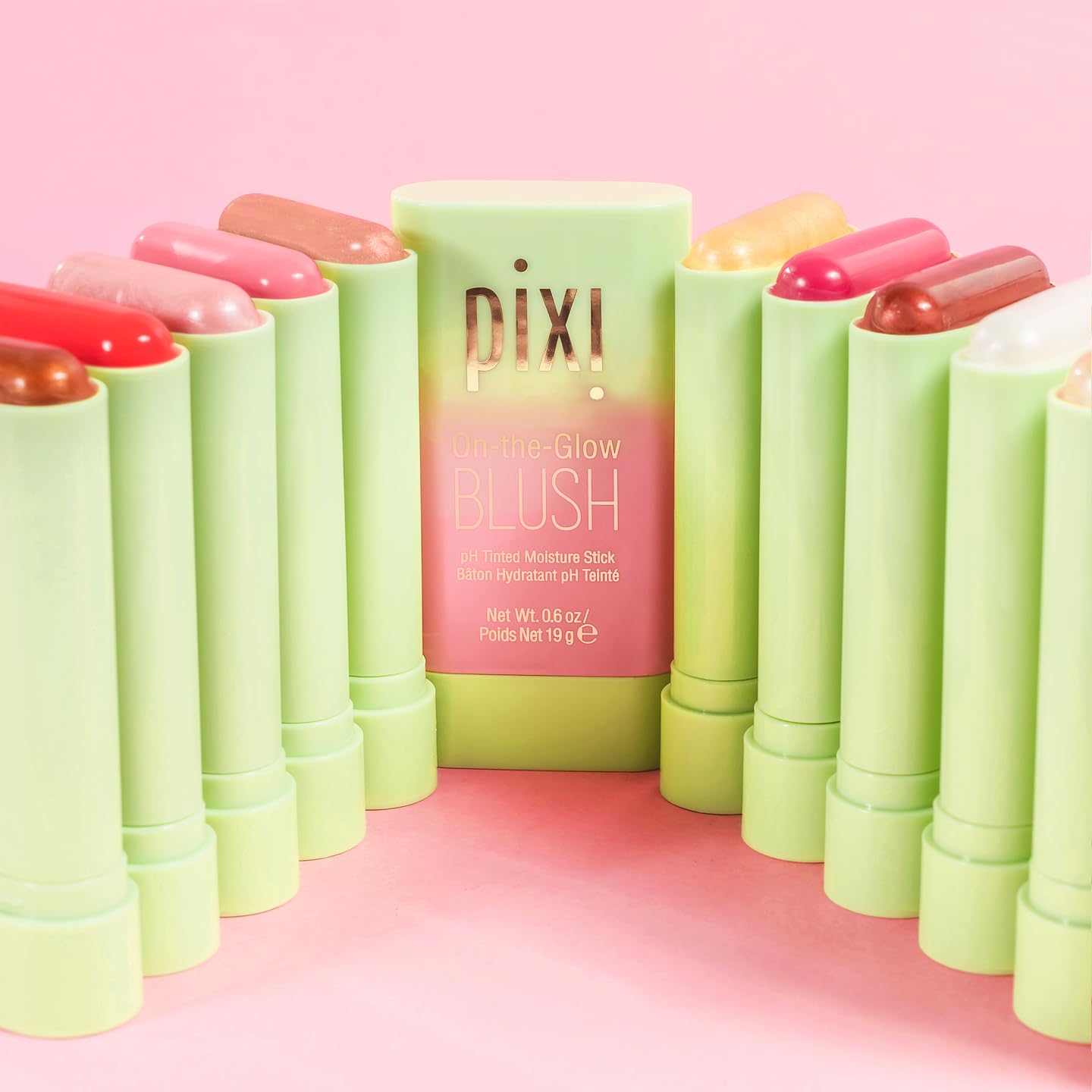 Pixi On-the-Glow Blush Ruby with fruit extracts enhances natural radiance.