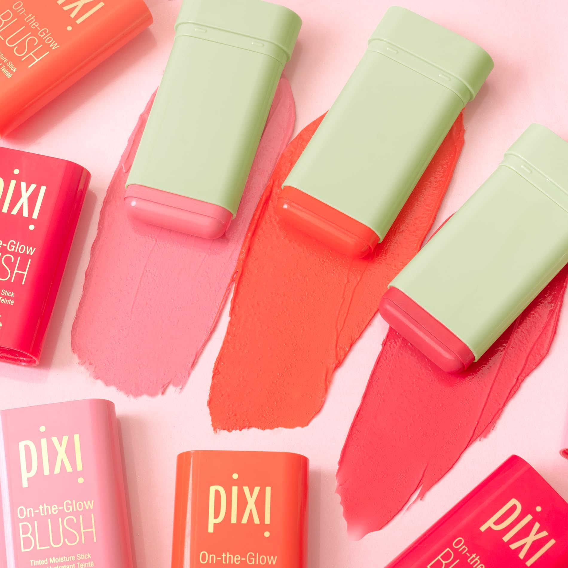 Pixi On-the-Glow Blush Ruby swirled on cheek for natural glow.