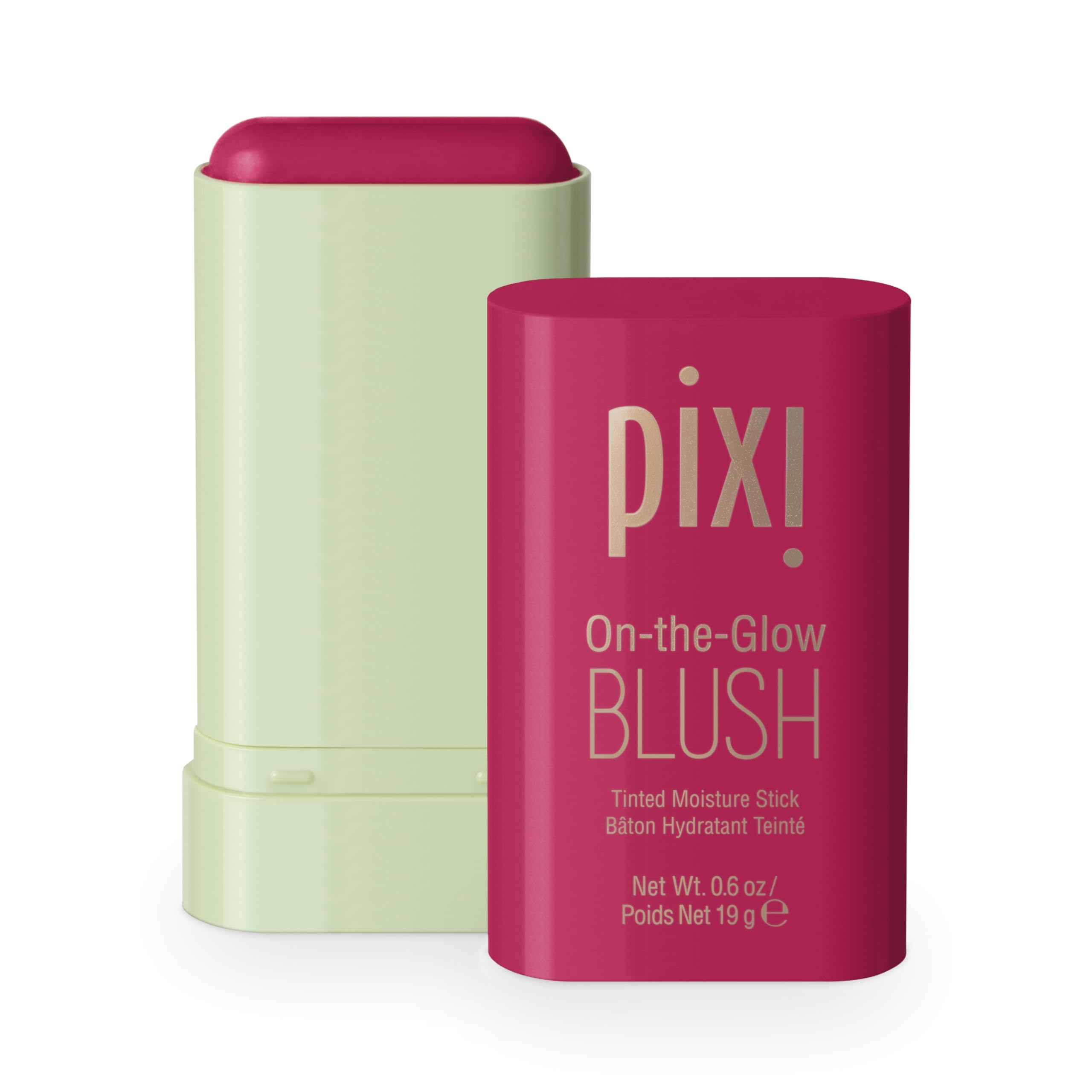 Pixi On-the-Glow Blush Ruby tube cap closeup showing hydrating formula for cheeks.