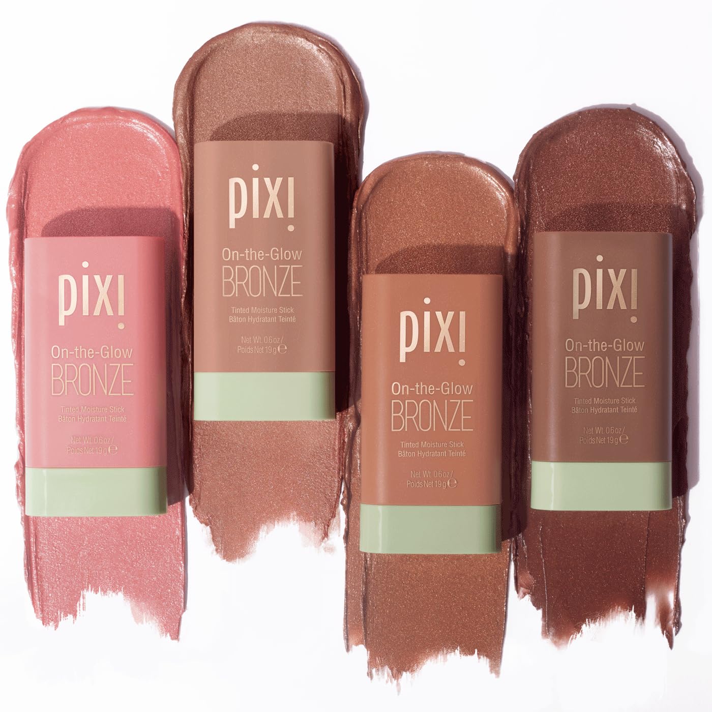 Pixi On-the-Glow Bronze packaging close-up highlights a hydrating tinted formula.