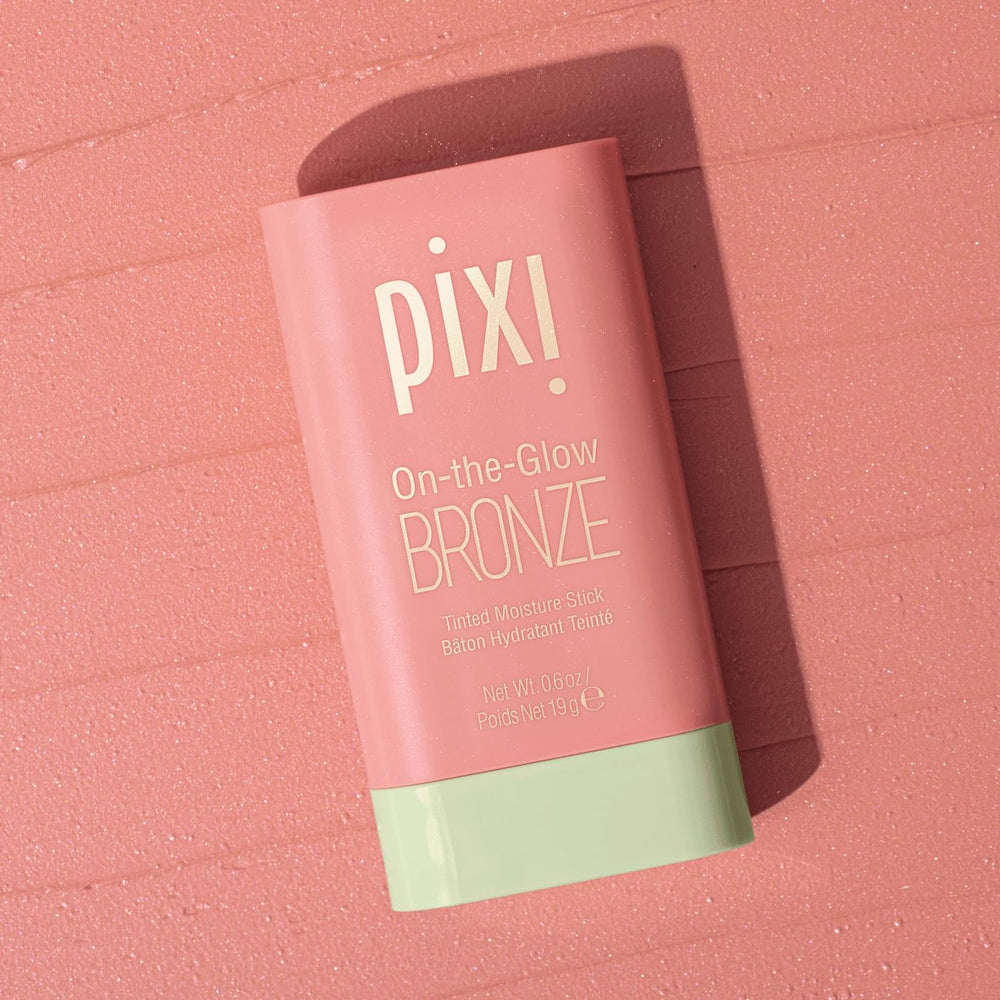 Pixi On-the-Glow Bronze WarmGlow swatch on cheek for sun-kissed glow.