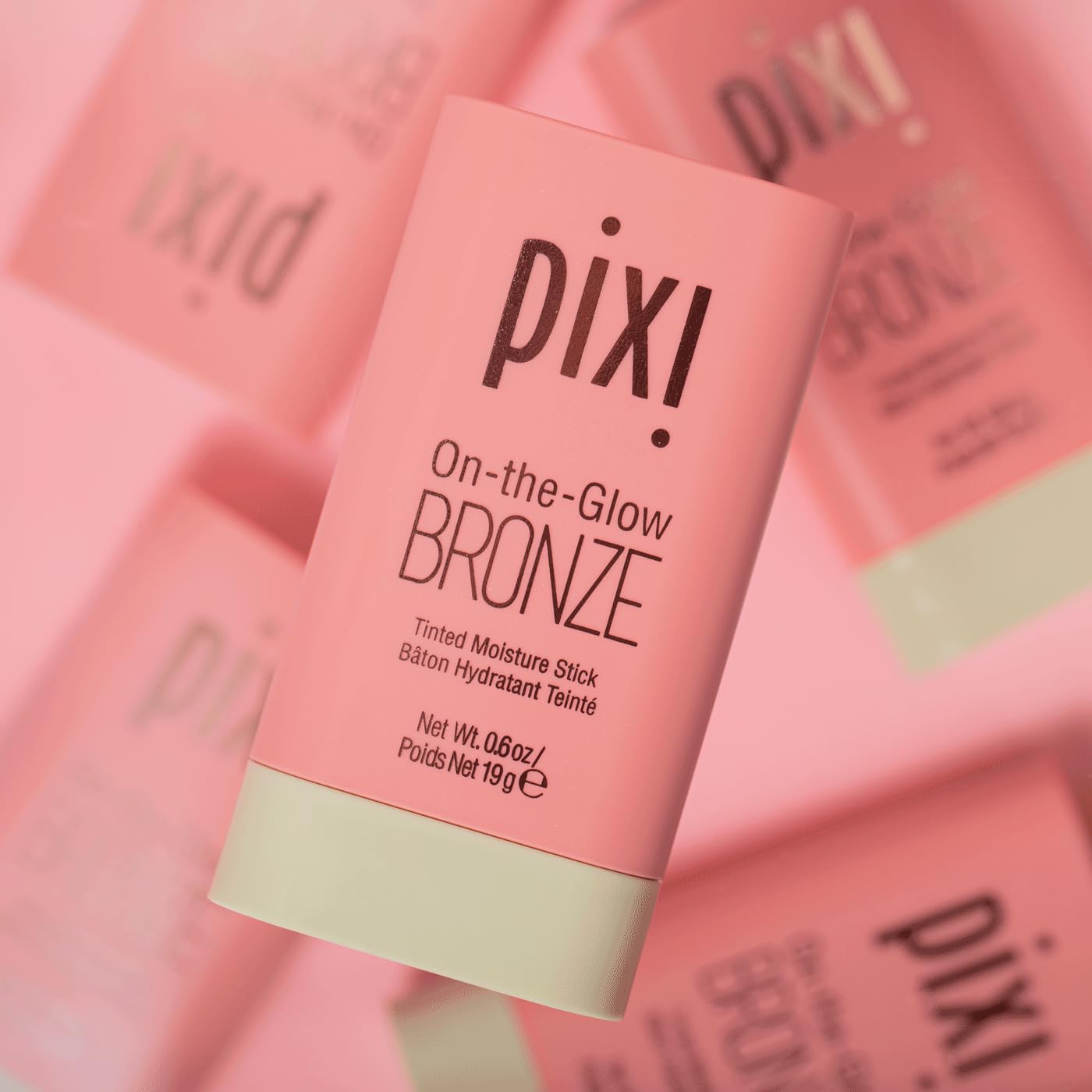 Pixi On-the-Glow Bronze WarmGlow swatch on lips delivers natural tint.