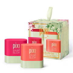 Pixi On-the-Glow Mini Blush Duo packaging shown for holiday gift.
