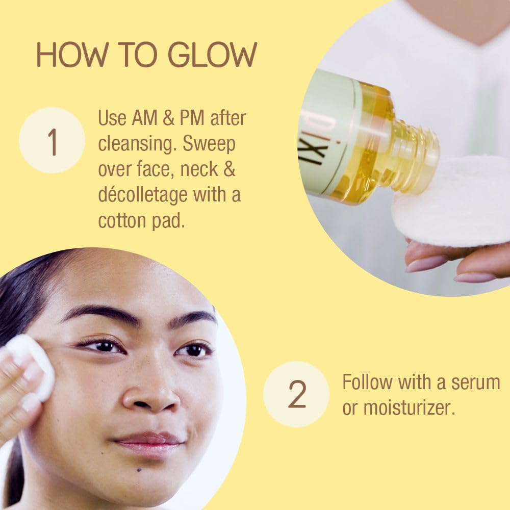 Pixi Vitamin-C Tonic bottle with probiotic icons suggesting skin barrier support.