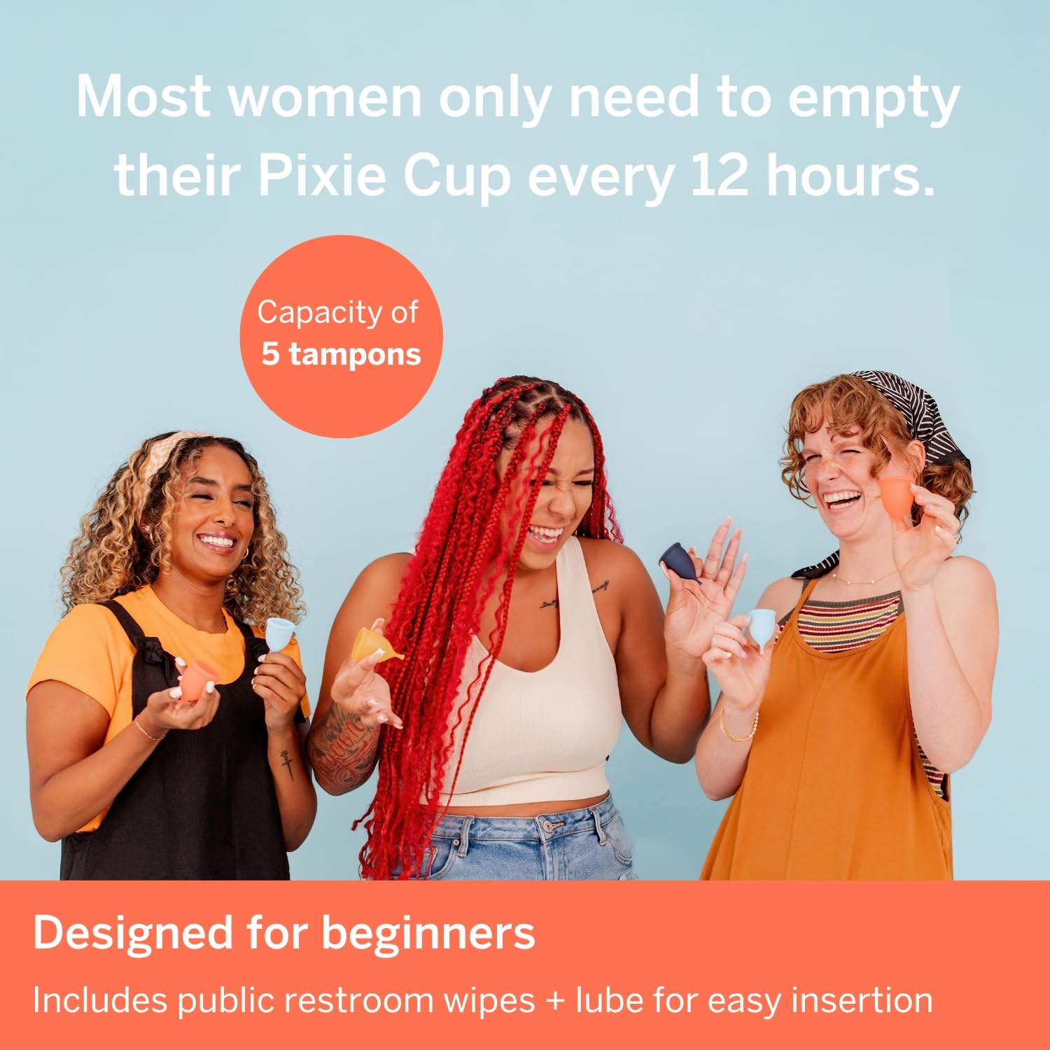 Pixie Cup being rinsed to demonstrate easy cleaning and reuse