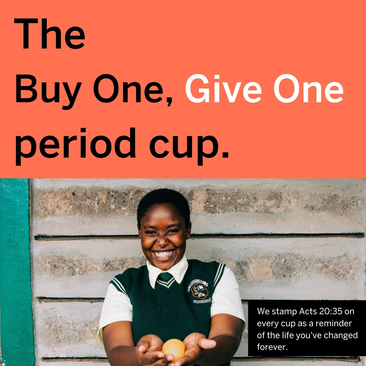 Pixie Cup donation program visual underscores Buy One Give One impact