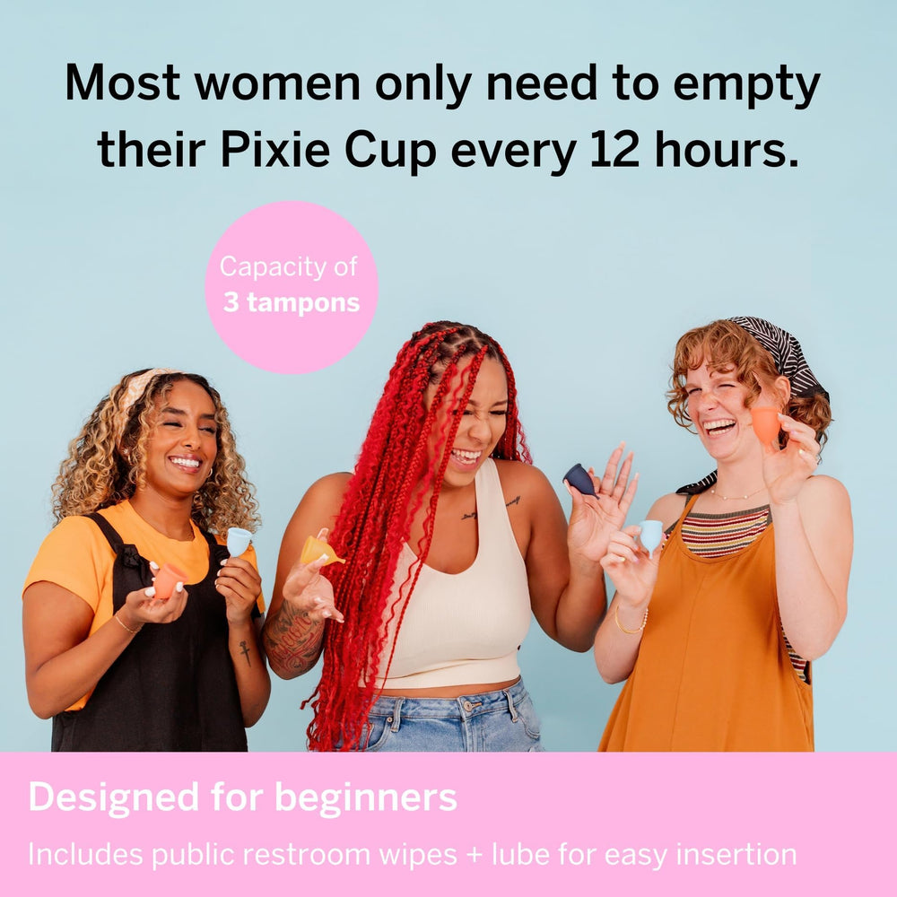 Pixie Cup extra-small blush in-use while swimming demonstrates leak-free confidence