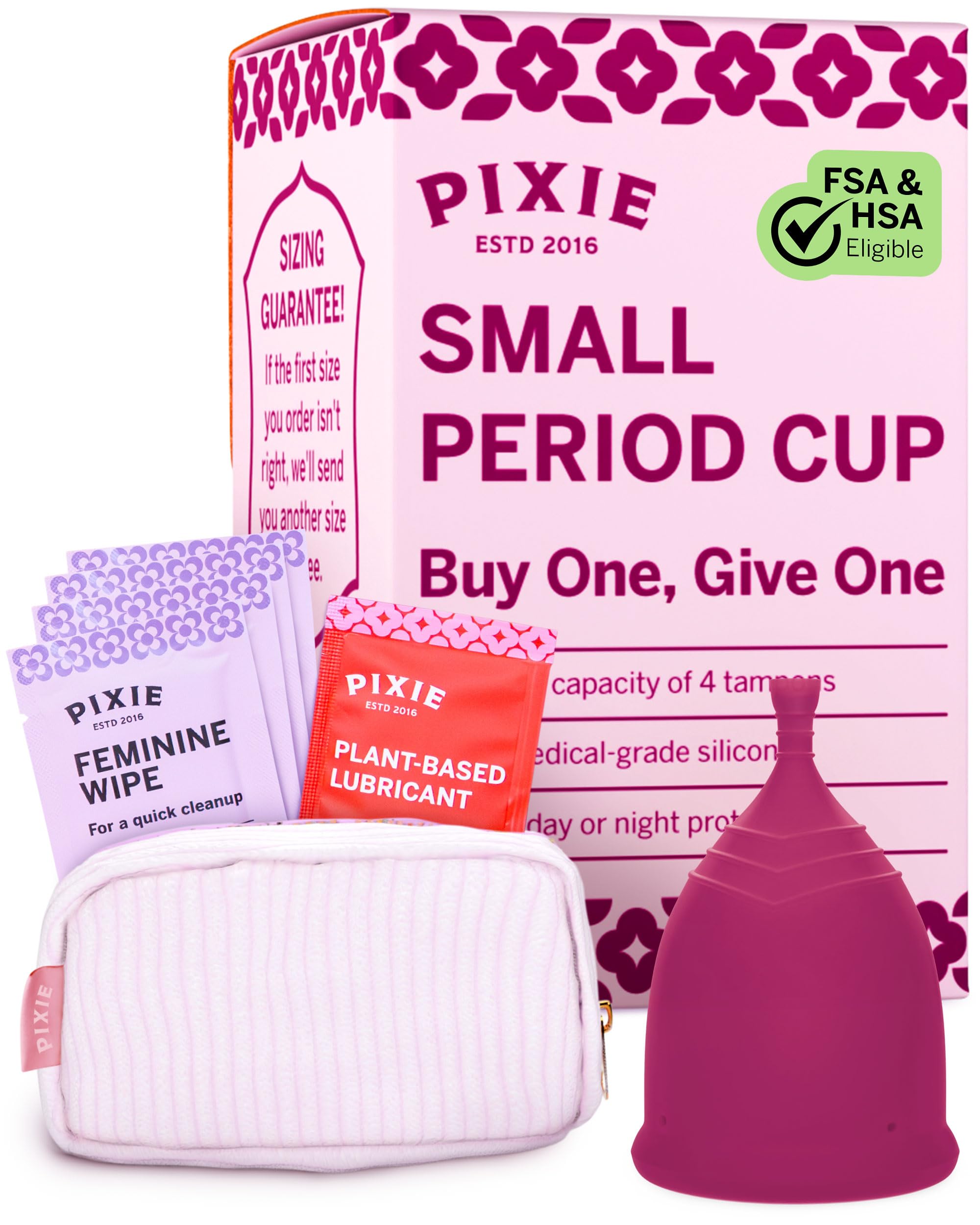 Pixie Cup plum small assembled shows all-day comfort and reusable design.