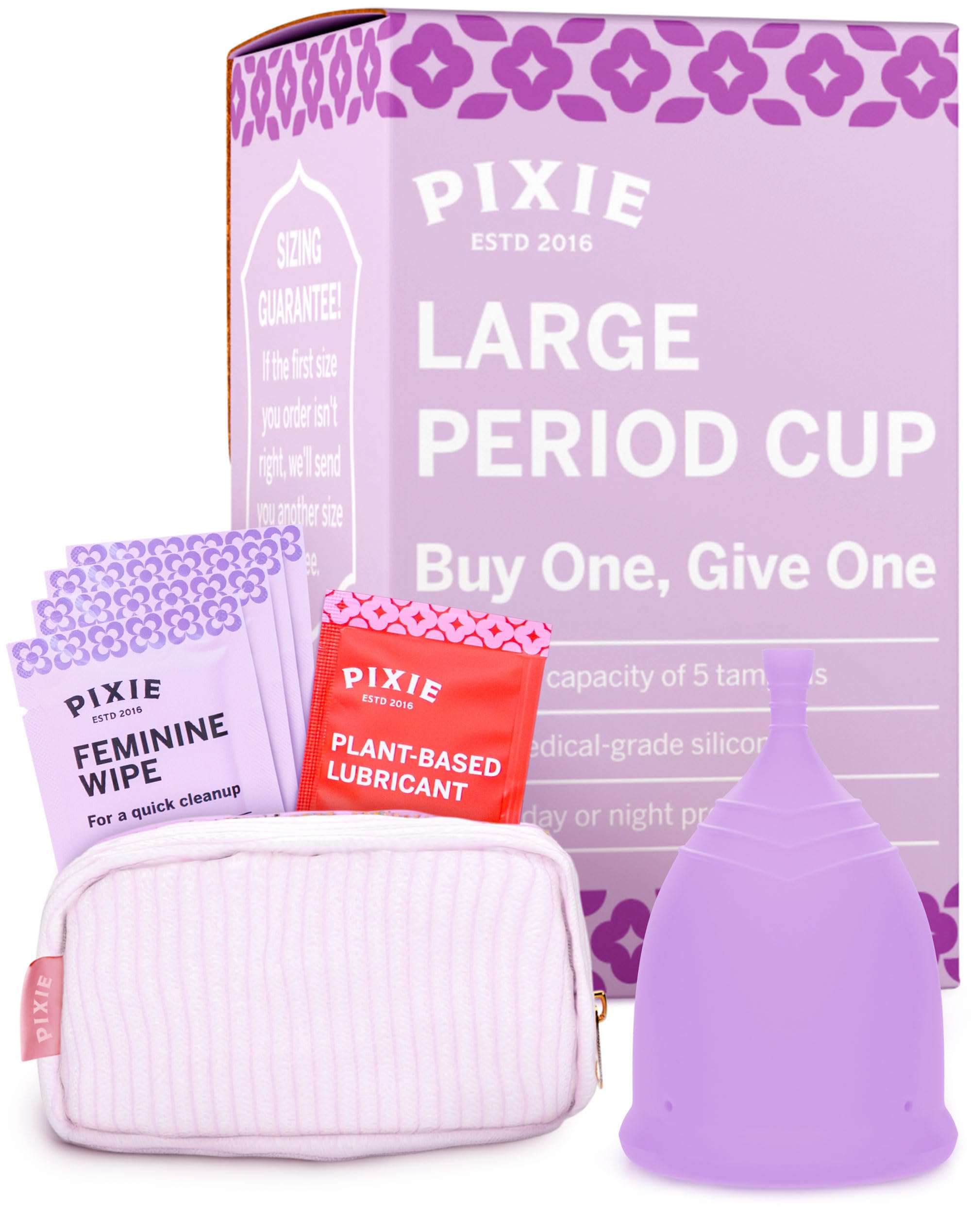 Pixie Cup purple large in use shows comfortable, leak-free wear during workouts and daily activities.