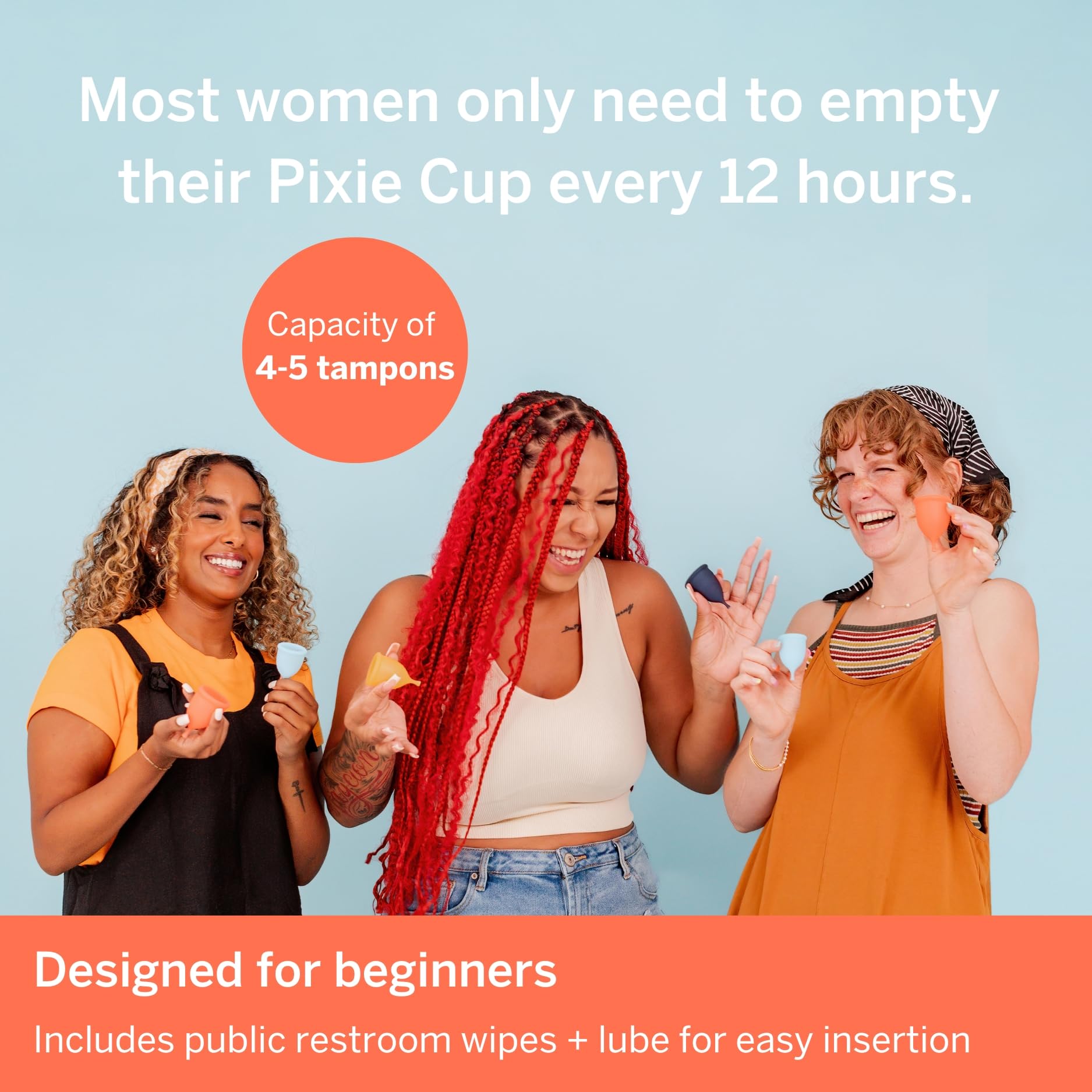 Pixie Cup worn during swimming demonstrates leak-resistant versatility.