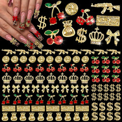 Pizadix gold nail charms with dollars sign add luxe shine for chic nail art