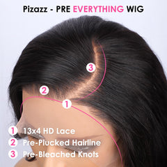 Pizazz pre-plucked baby-hair lace detail for natural hairline