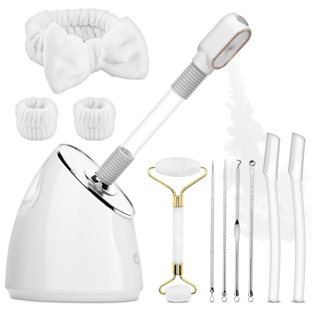 Pjordo facial steamer kit mist close up highlighting deep hydration potential.