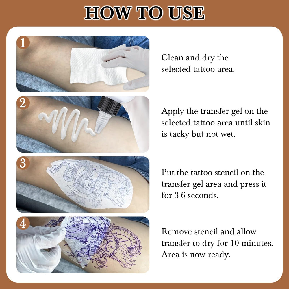 Pjordo stencil transfer gel applied on various skin areas for versatile prep
