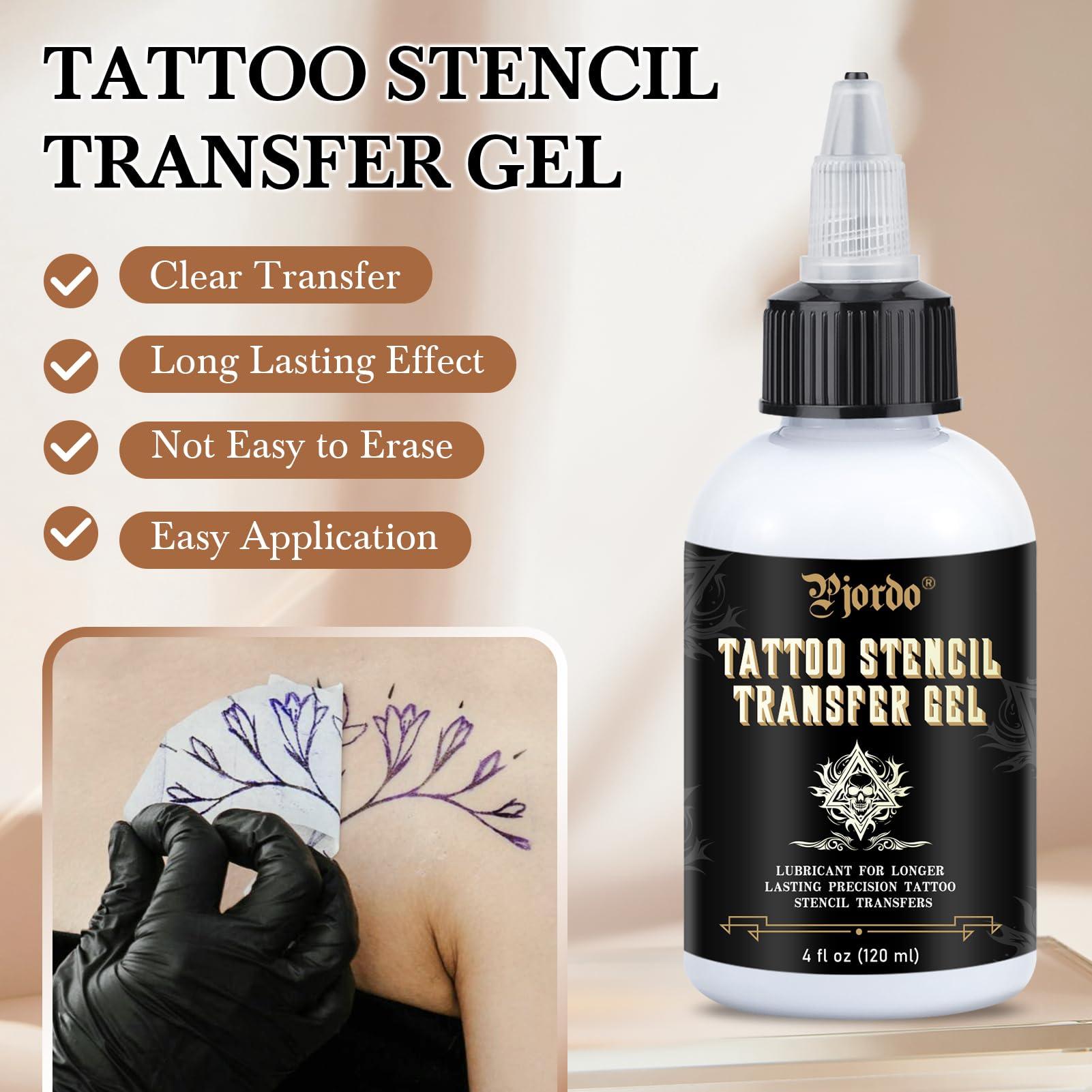 Pjordo stencil transfer gel flow application shows smooth coverage for quick setup