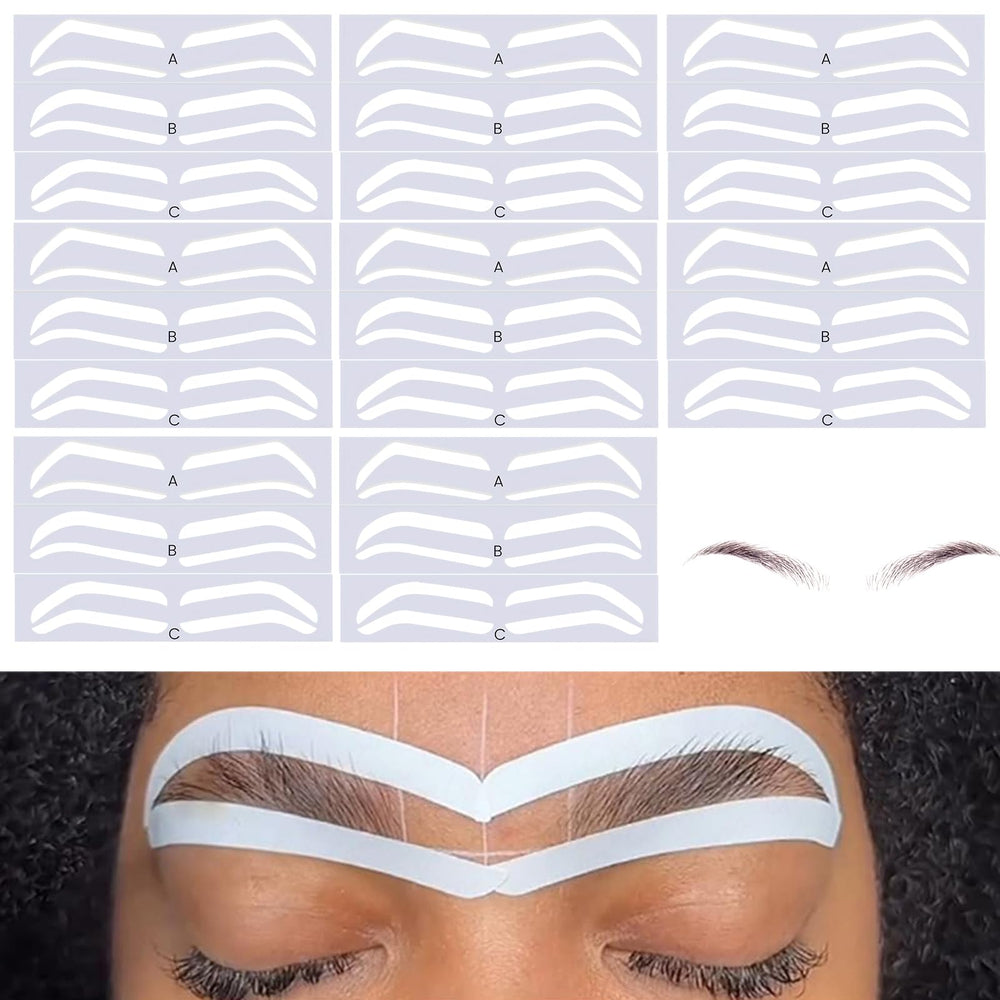 PKRFCJ eye brow stencils 3-sets collection offering versatile shapes for natural or defined brows