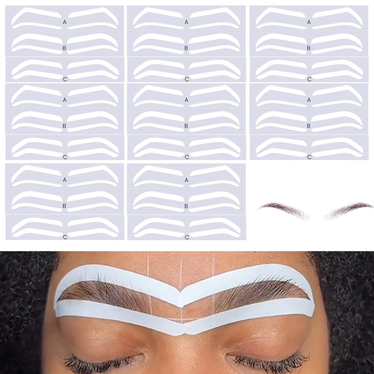 PKRFCJ eye brow stencils 3-sets collection offering versatile shapes for natural or defined brows