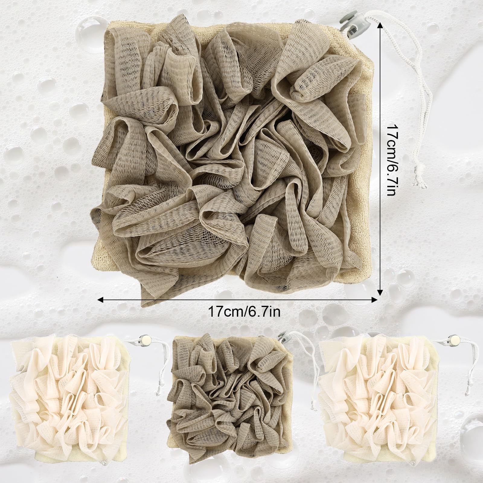 PKRFCJ 2 in 1 bar soap loofah pouch ready for easy lather and exfoliation.