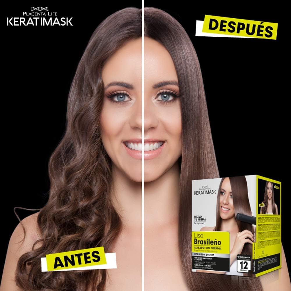 Placenta Life Keratimask result showing frizz-free hair after treatment.