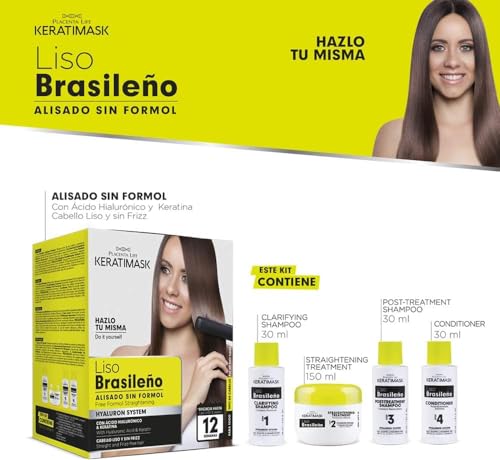 Placenta Life Keratimask Hyaluron System technology label emphasizing frizz control.