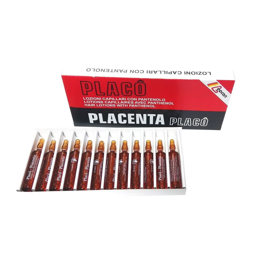 Placenta Placo ingredients illustration suggests nourishing scalp balance.