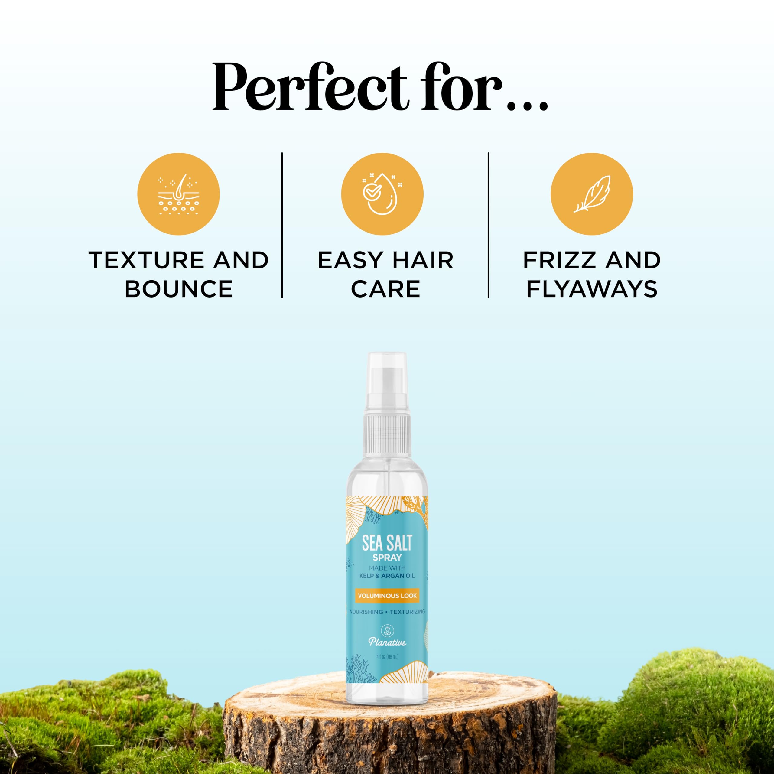 Planative sea salt spray texture being applied to curls delivers natural bounce.
