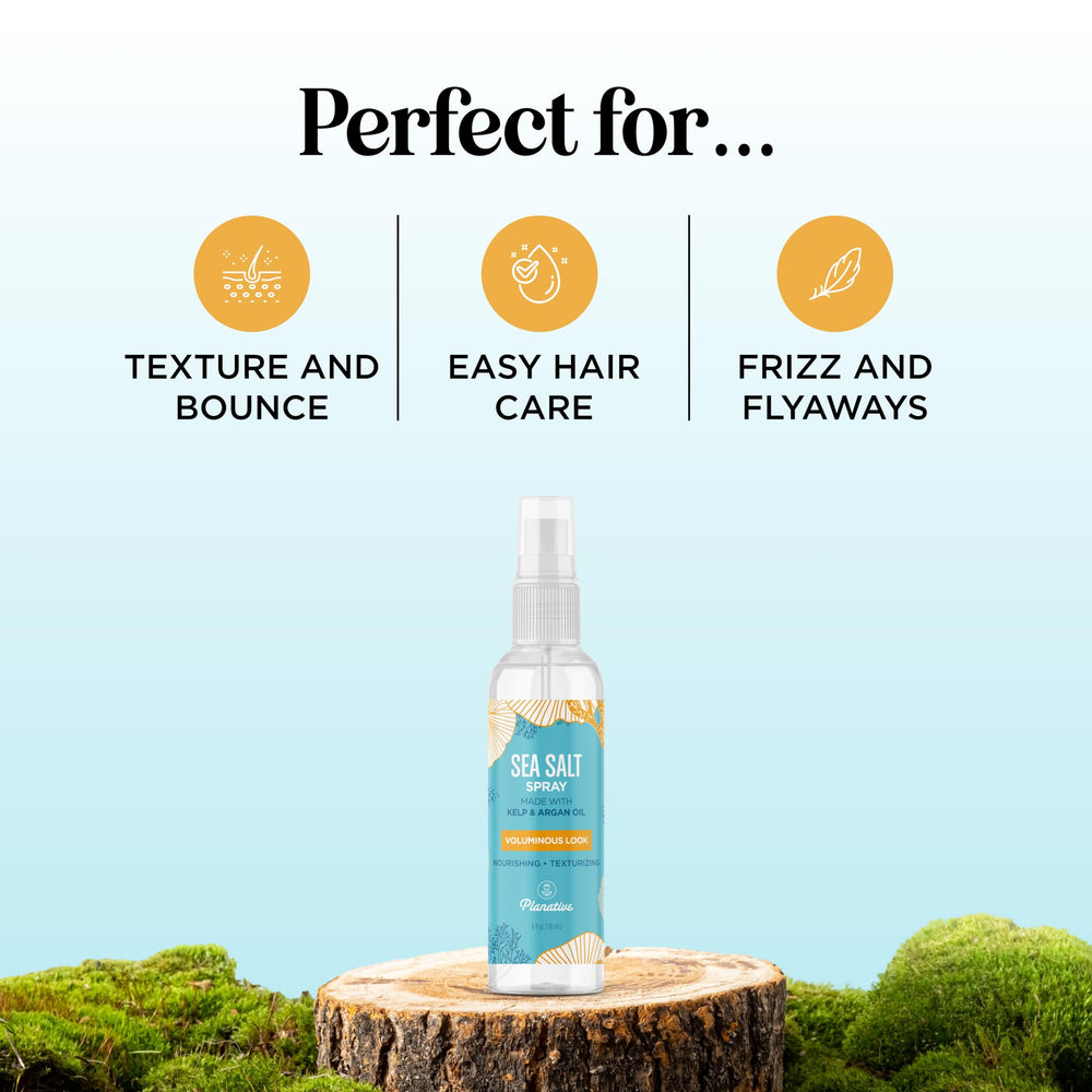 Planative sea salt spray texture being applied to curls delivers natural bounce.