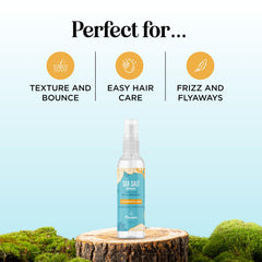 Planative sea salt spray texture being applied to curls delivers natural bounce.